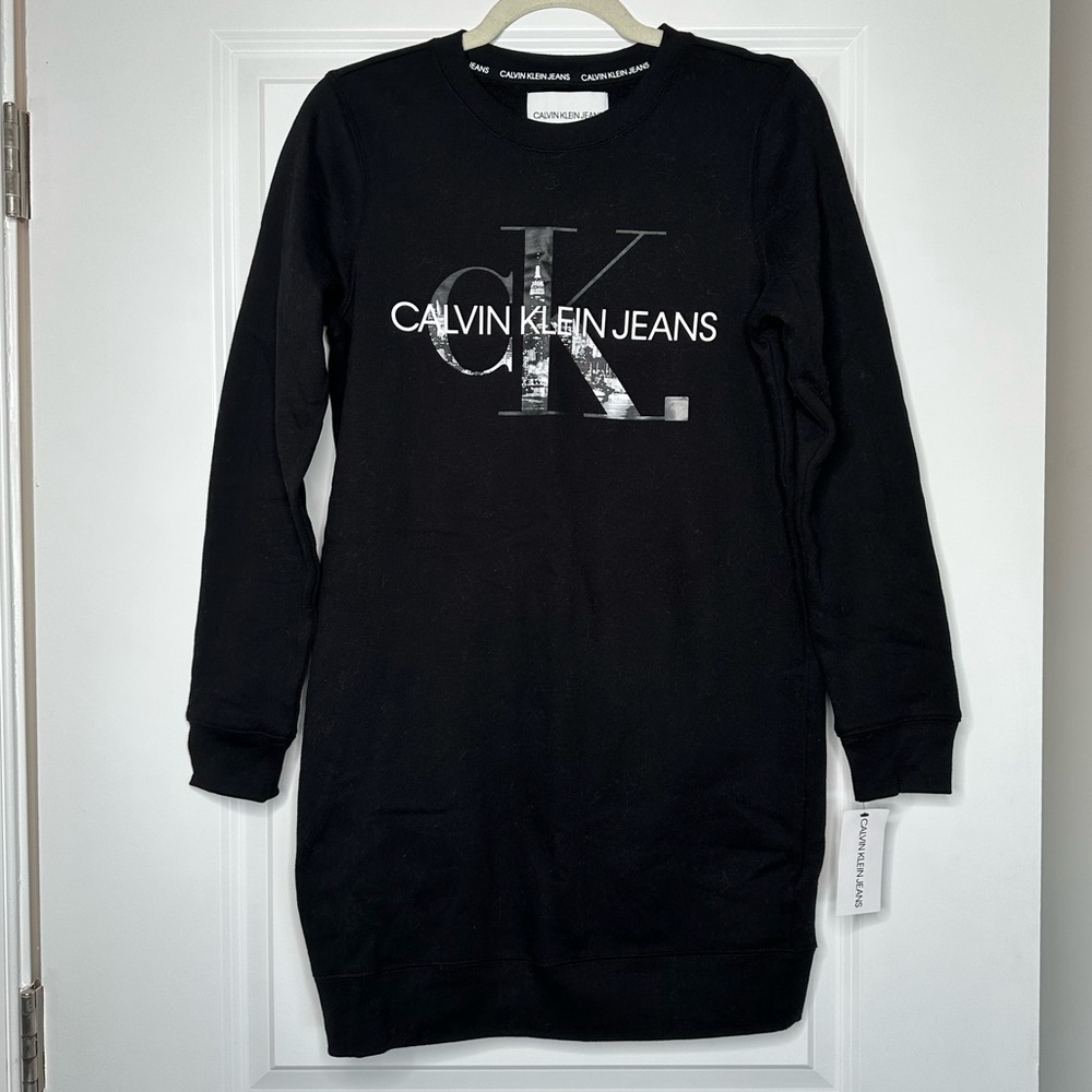 Calvin Klein black crewneck sweatshirt dress